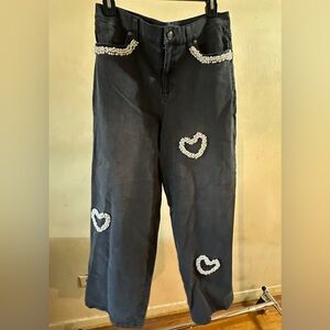 Wonder by Christian Siriano Black Pants with Heart Accents